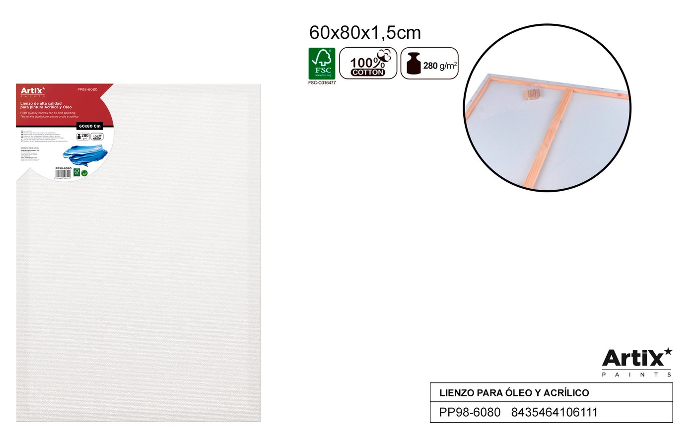 Podobrazie 60X80X1.5 CM 280G/m2