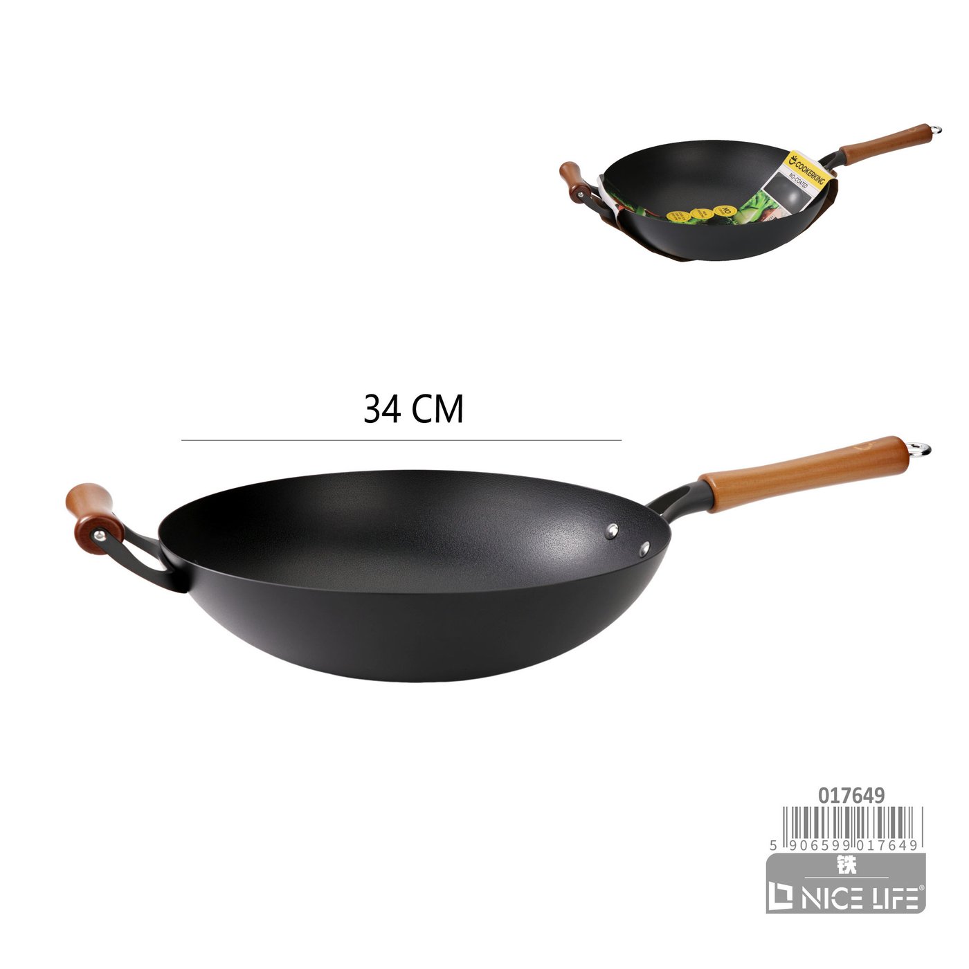 Wok żeliwny tradycyjny 34 cm