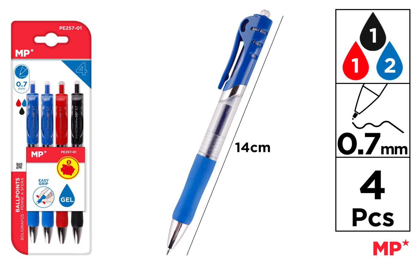 Długopis żelowy 0.7mm niebieski