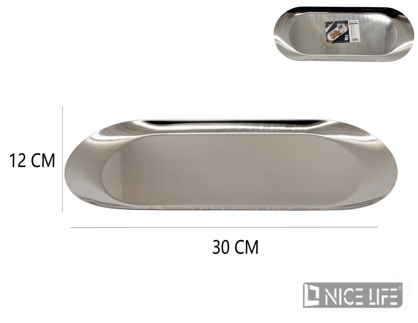 Taca owalna 30*12 cm srebrna