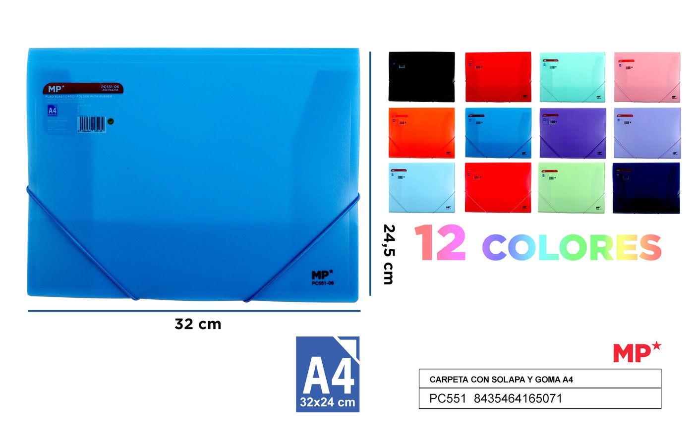 Teczka plastikowa z gumką A4 MIX kolory