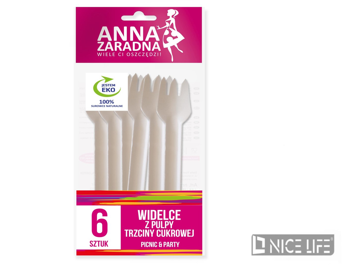Widelec z pulpy trzciny cukrowej 6 szt