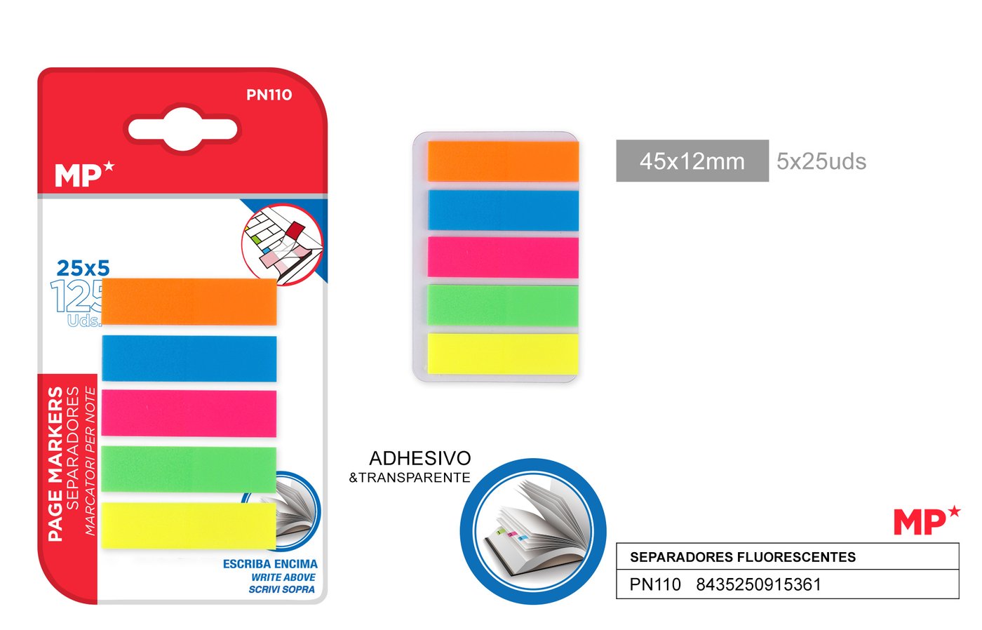 Notes kolorowy fluorescencyjny 45*12MM 5*25K MP
