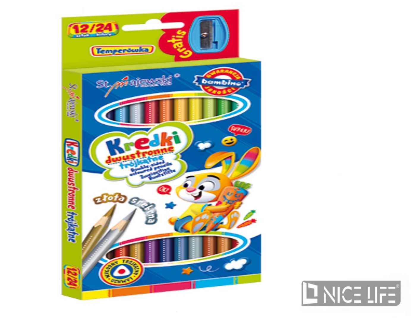 Kredki dwustronne 12/24kol 18cm BAMBINO