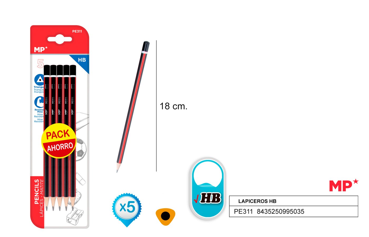 Ołówek HB 5szt./opakowanie MP