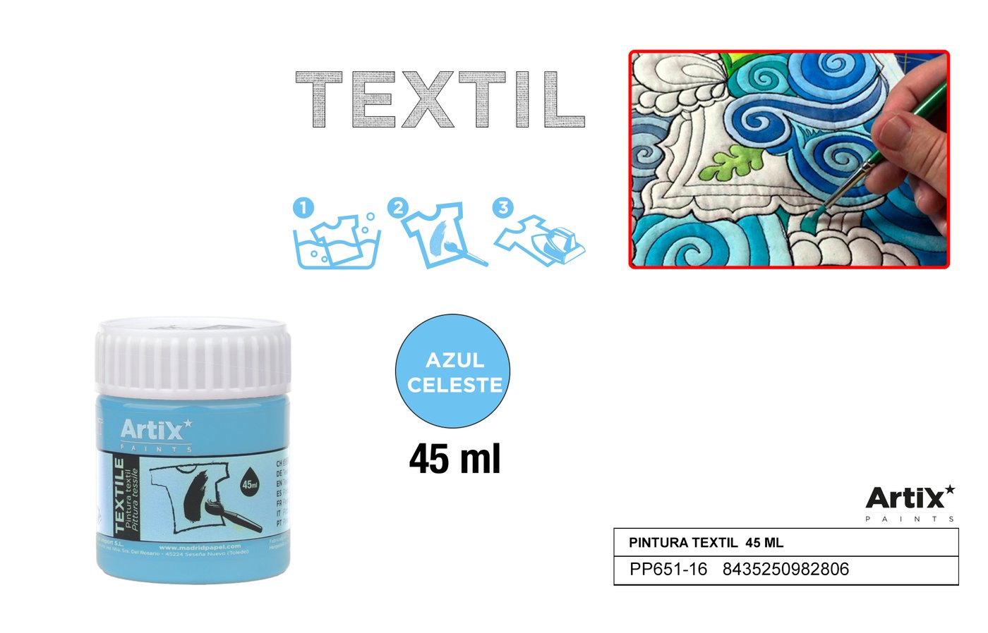 Farby do tkanin 45ml lazurowa ARTIX
