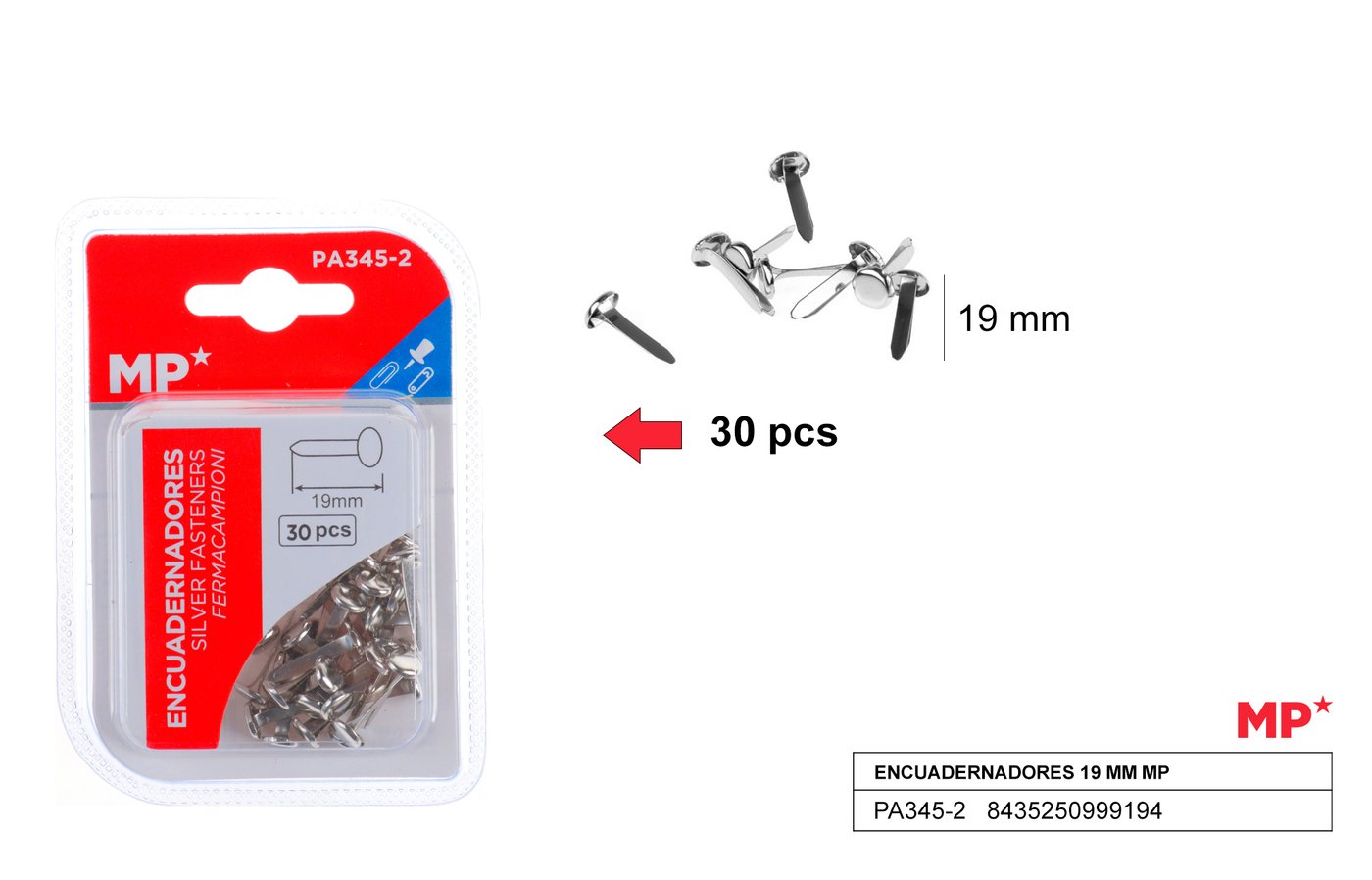 Ćwieki ozdobne srebrne 19mm x 30sztop. MP
