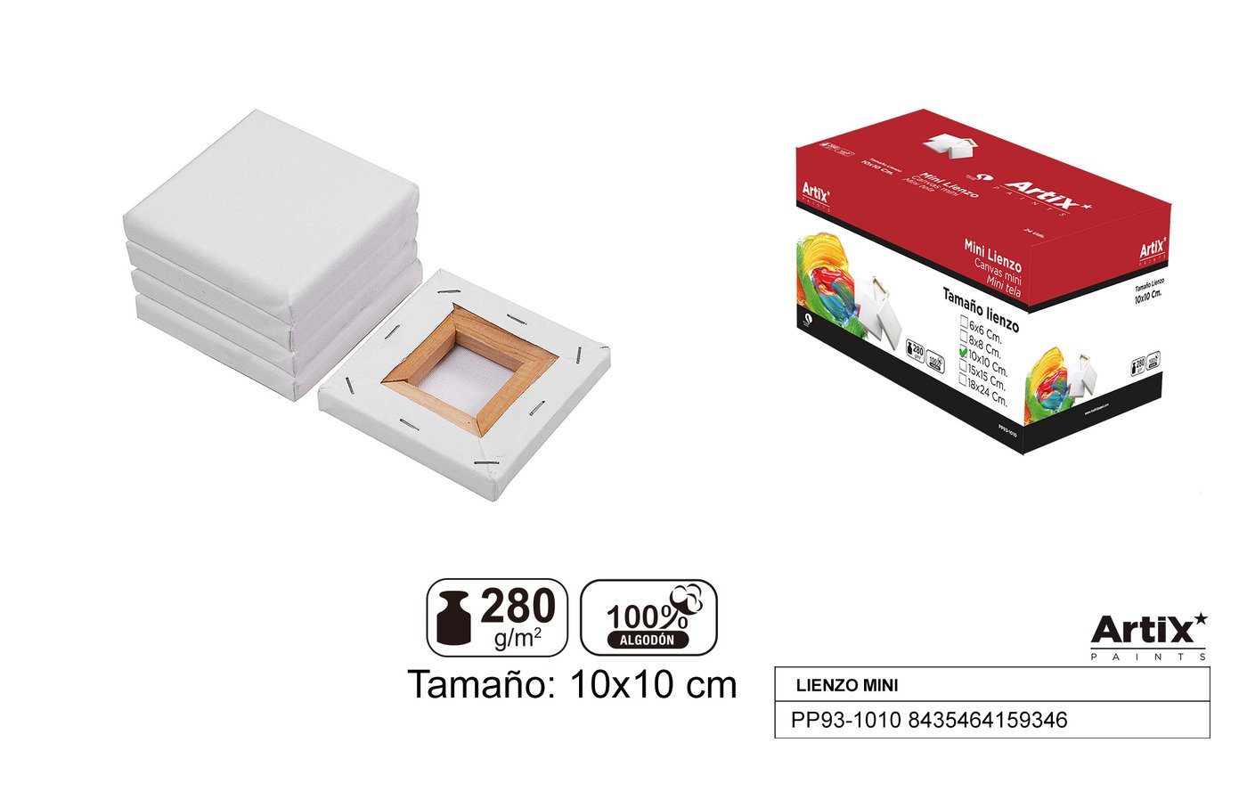 Podobrazie MINI 10X10CM 280G/m2 ARTIX