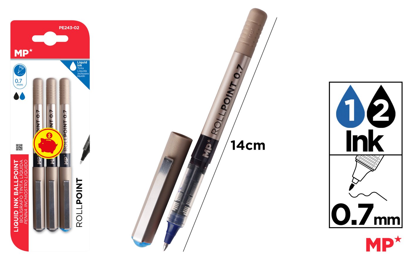 Cienkopis G7 0.7MM 3 sztopakowanie
