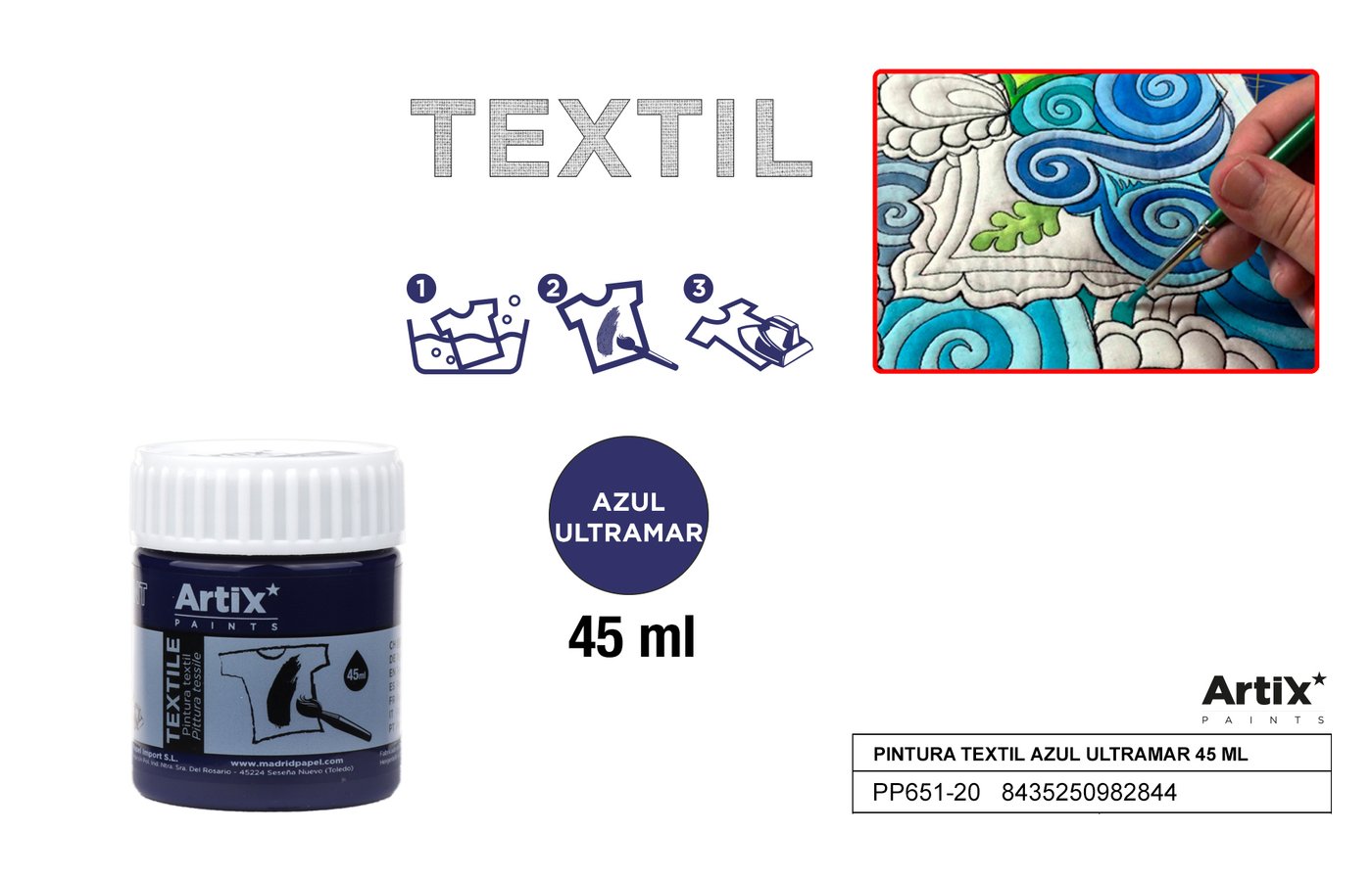 Farby do tkanin 45ml granatowa ARTIX