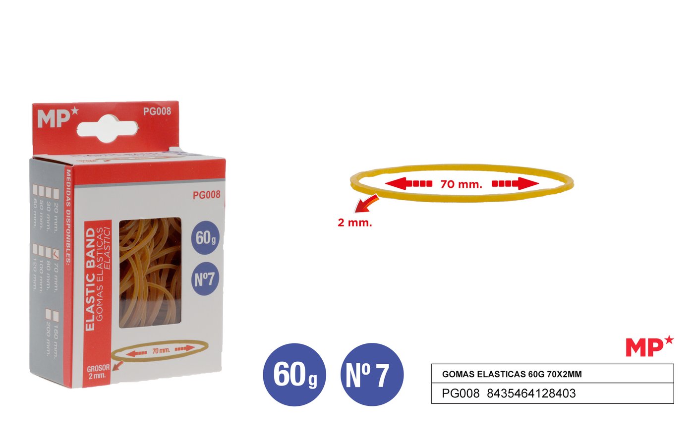 Gumki recepturki 60G 70X2MM MP