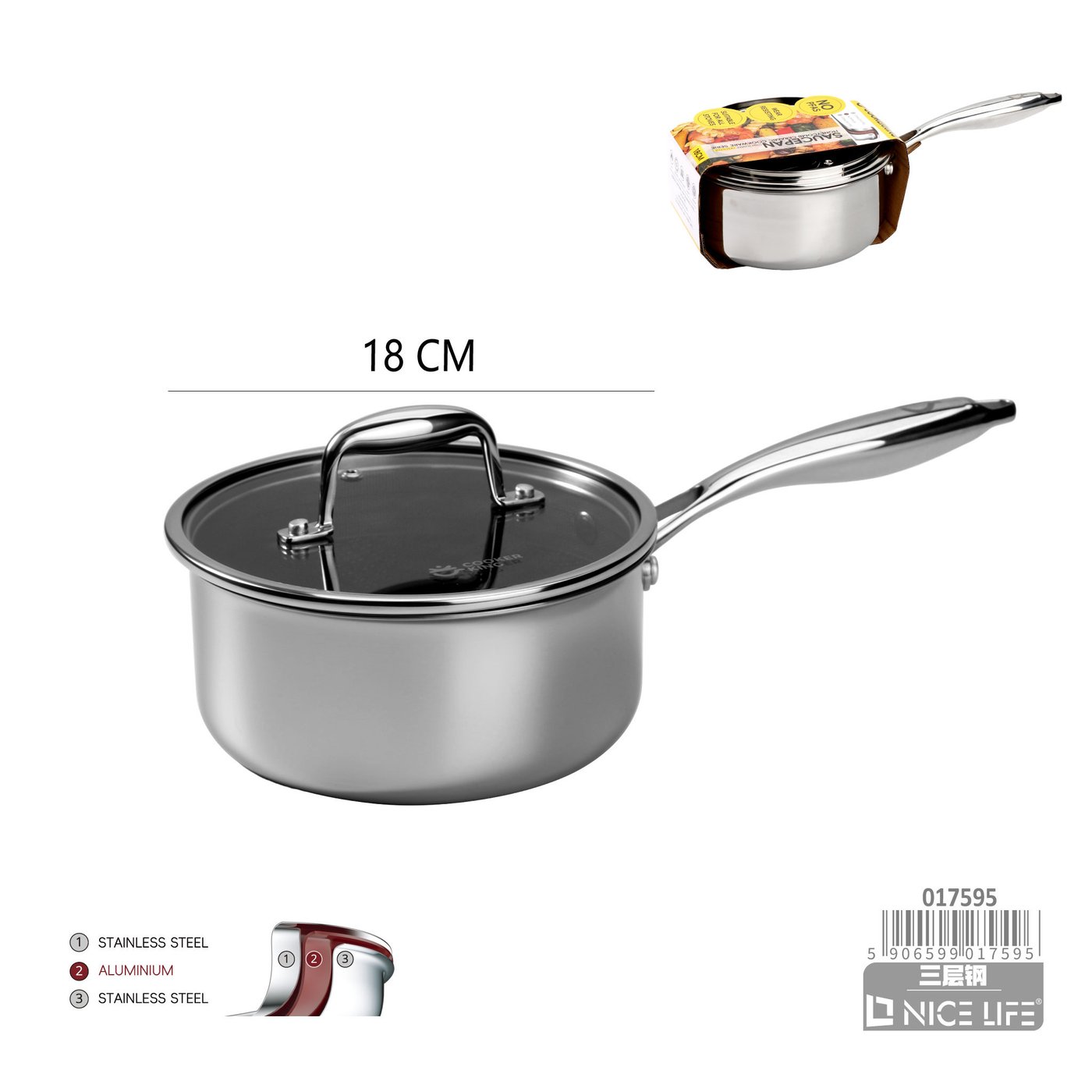 Rondel ze stali nierdzewnej trójwarstwowej 18 cm