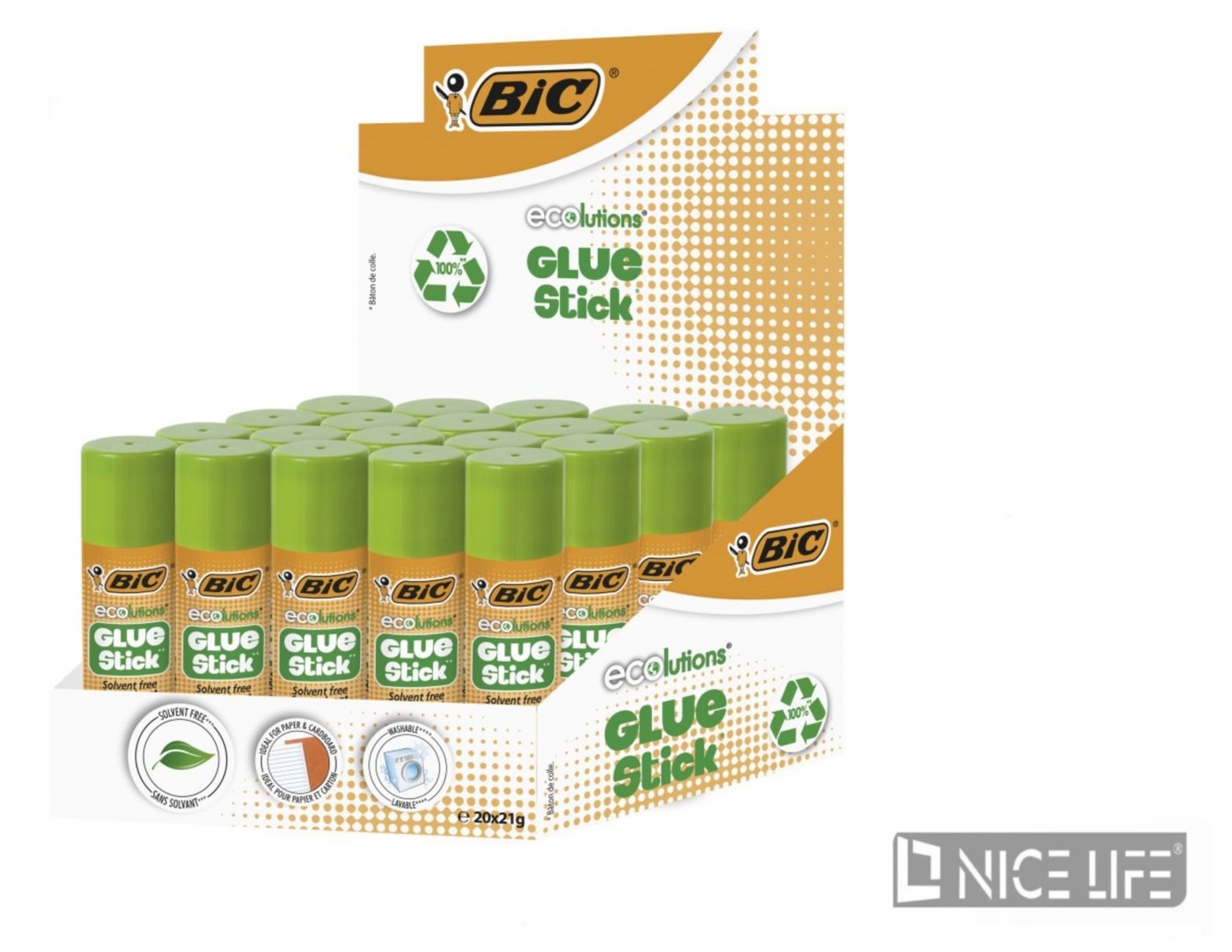 Klej w sztyfcie ECOLUTIONS BIC 21g