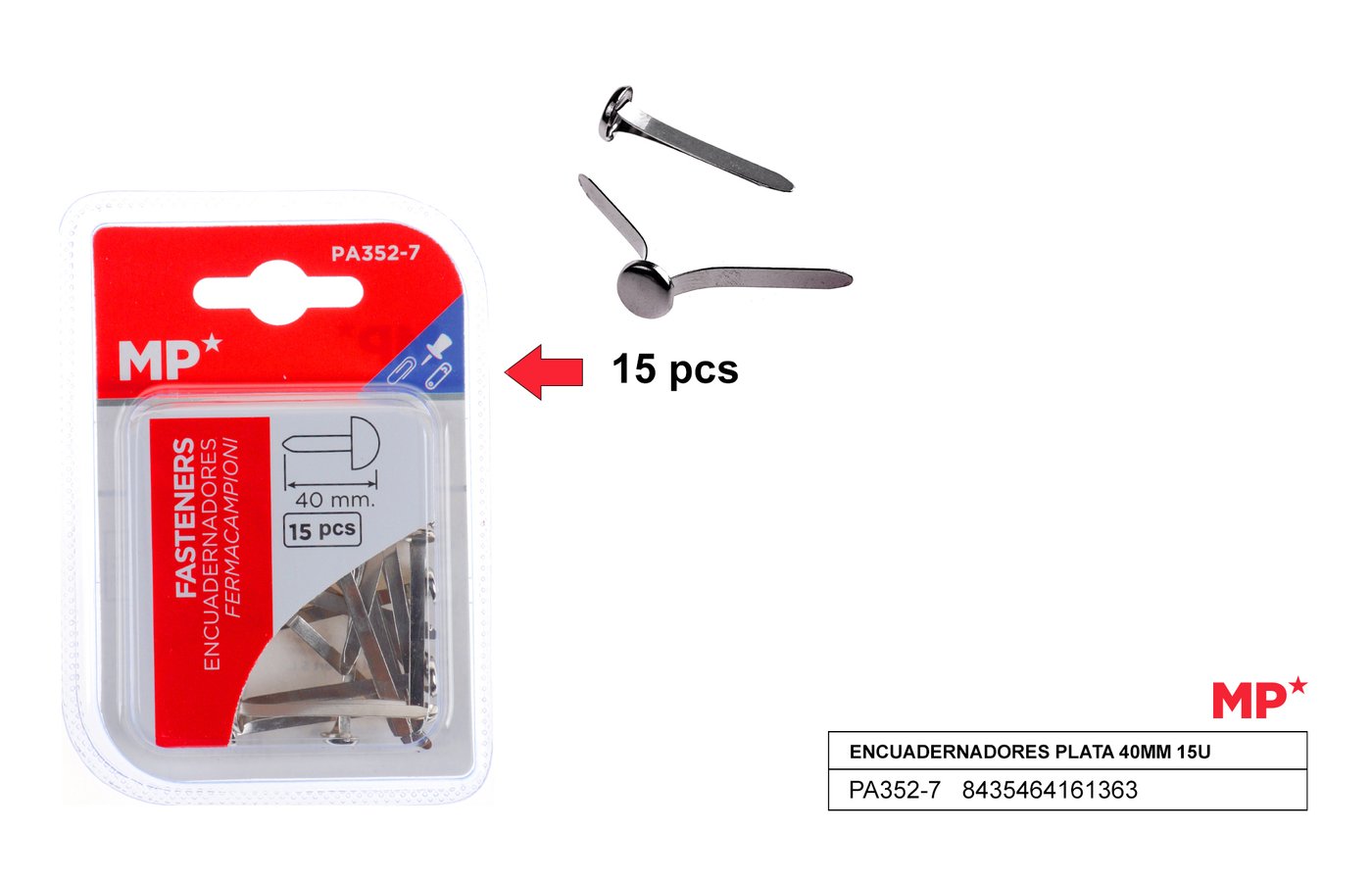 Ćwieki ozdobne srebrne 40mm x 15sztopakowanie