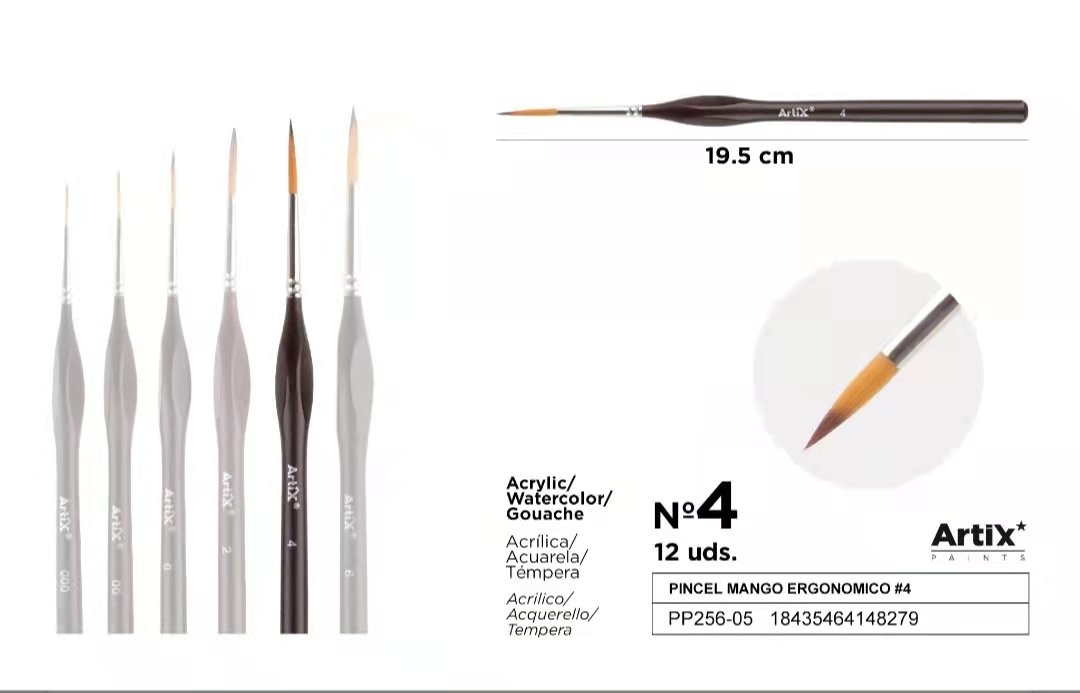 Pędzel ergonomiczny malarski cienki liniowy 4#