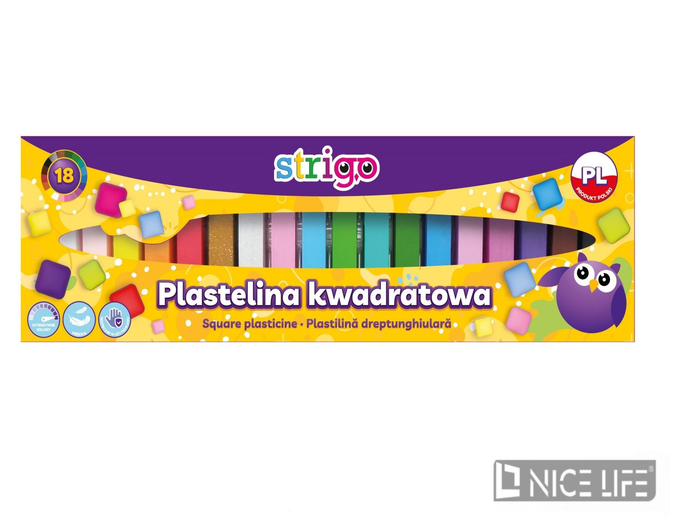 PLASTELINA KWADRATOWA 18 KOL. STRIGO