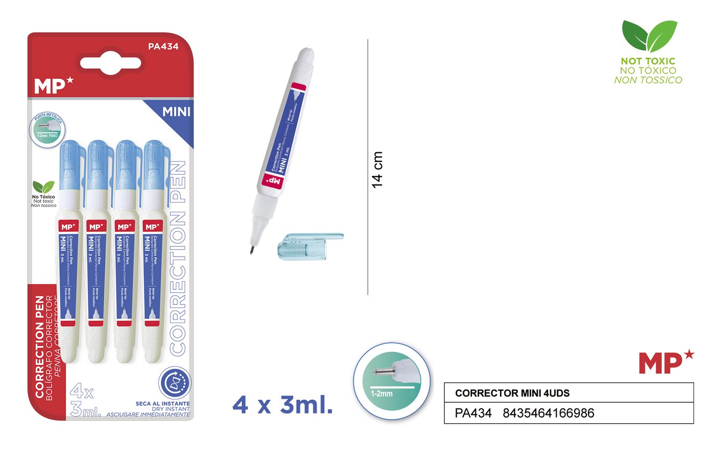 Korektor w długopisie 3ml 4 sztopakowanie