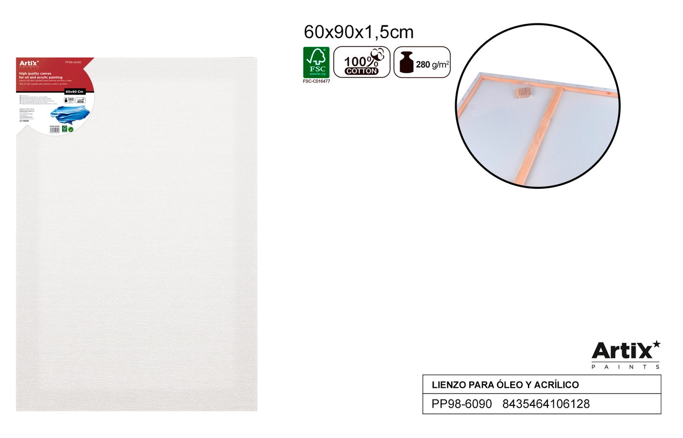 Podobrazie 60X90X1.5 CM 380G/m2
