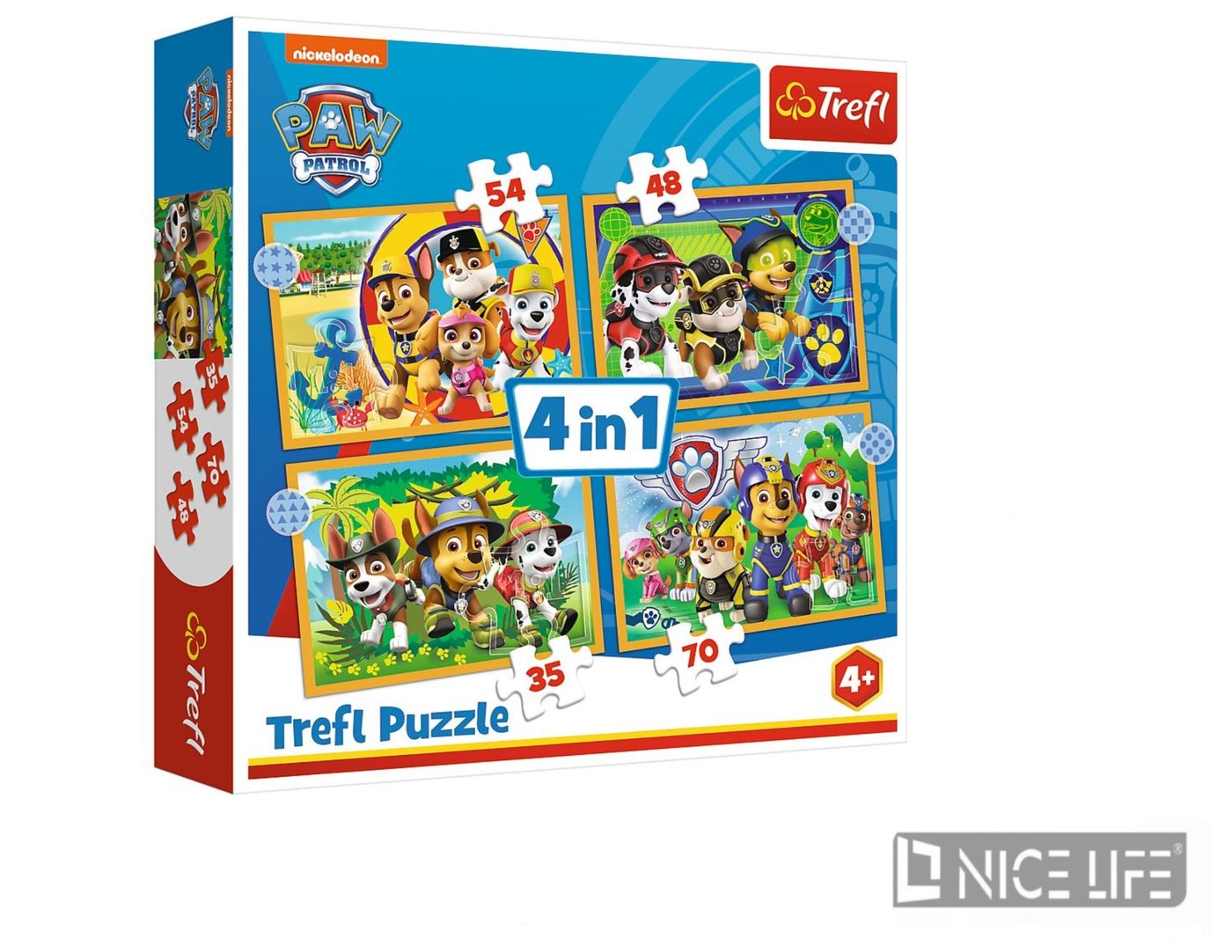 PUZZLE 4w1 Wakacyjny Psi Patrol