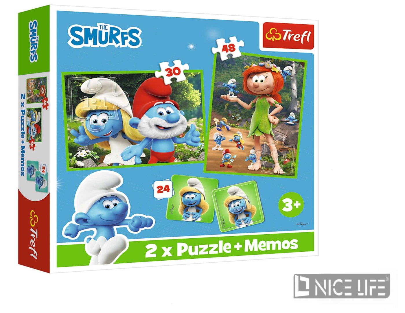 Puzzle - 2w1 memos Wesołe zabawy Smerfów