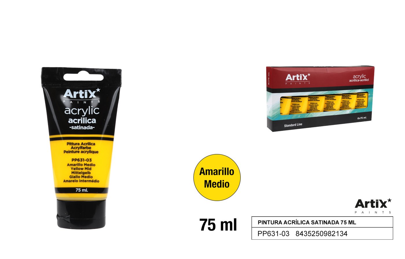 Farba akrylowa 75ml żółta permanentno