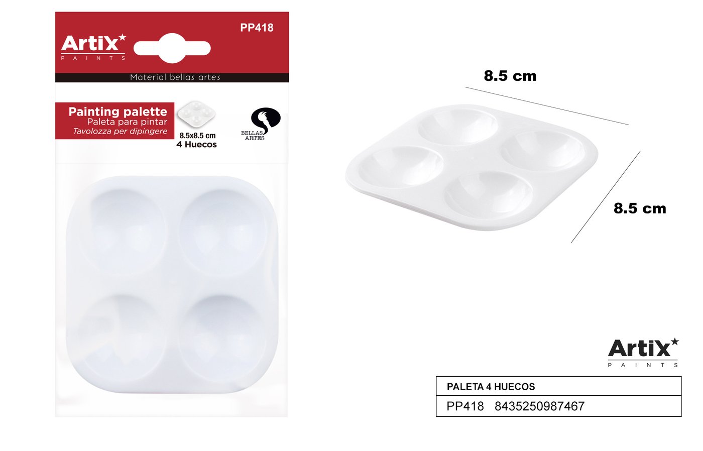 Paleta malarska 9*9CM ARTIX
