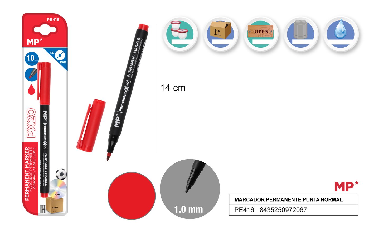 Marker do CD|DVD średni czerwony