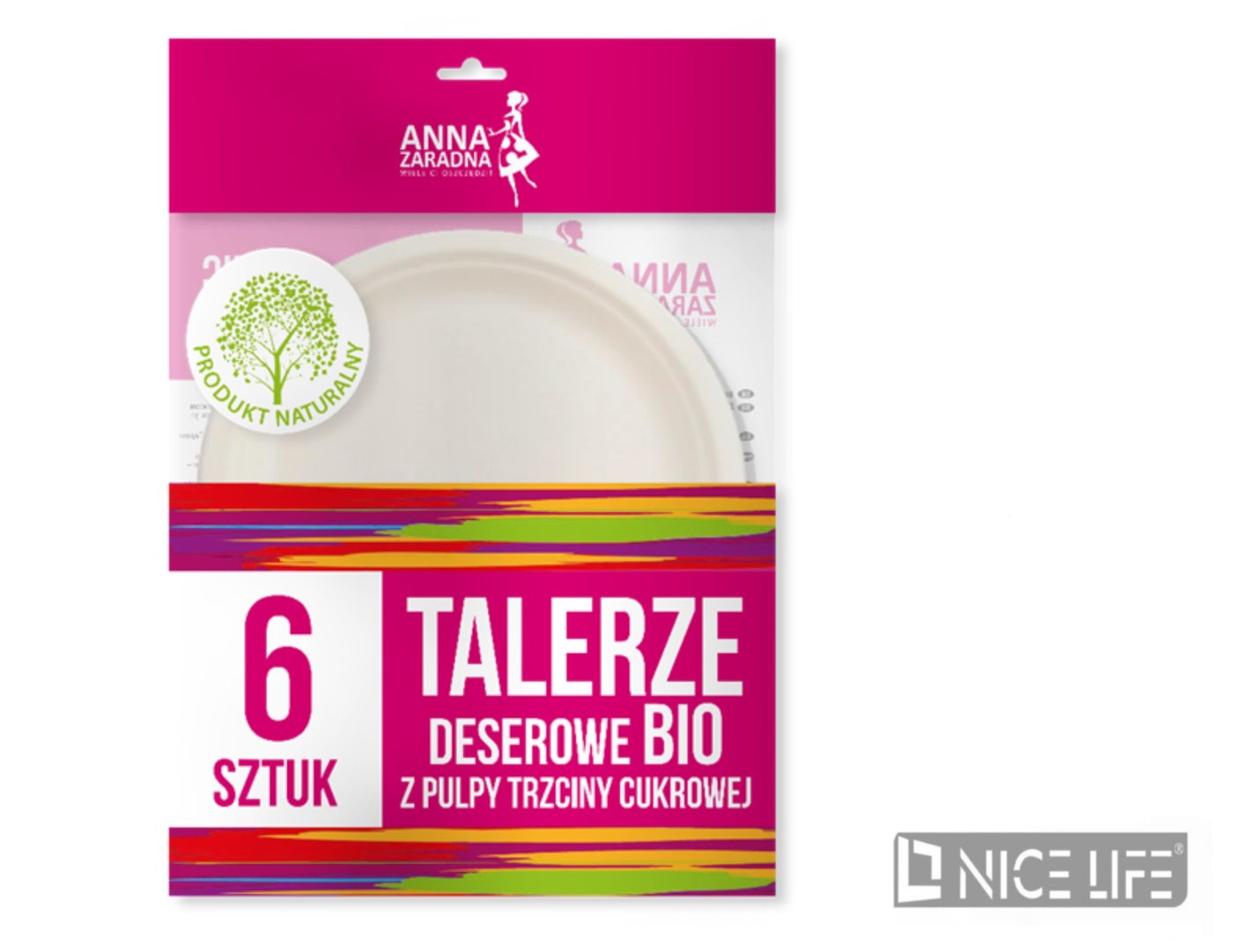 AZ Talerze deserowe BIO z pulpy trzciny cukrowej 6szt