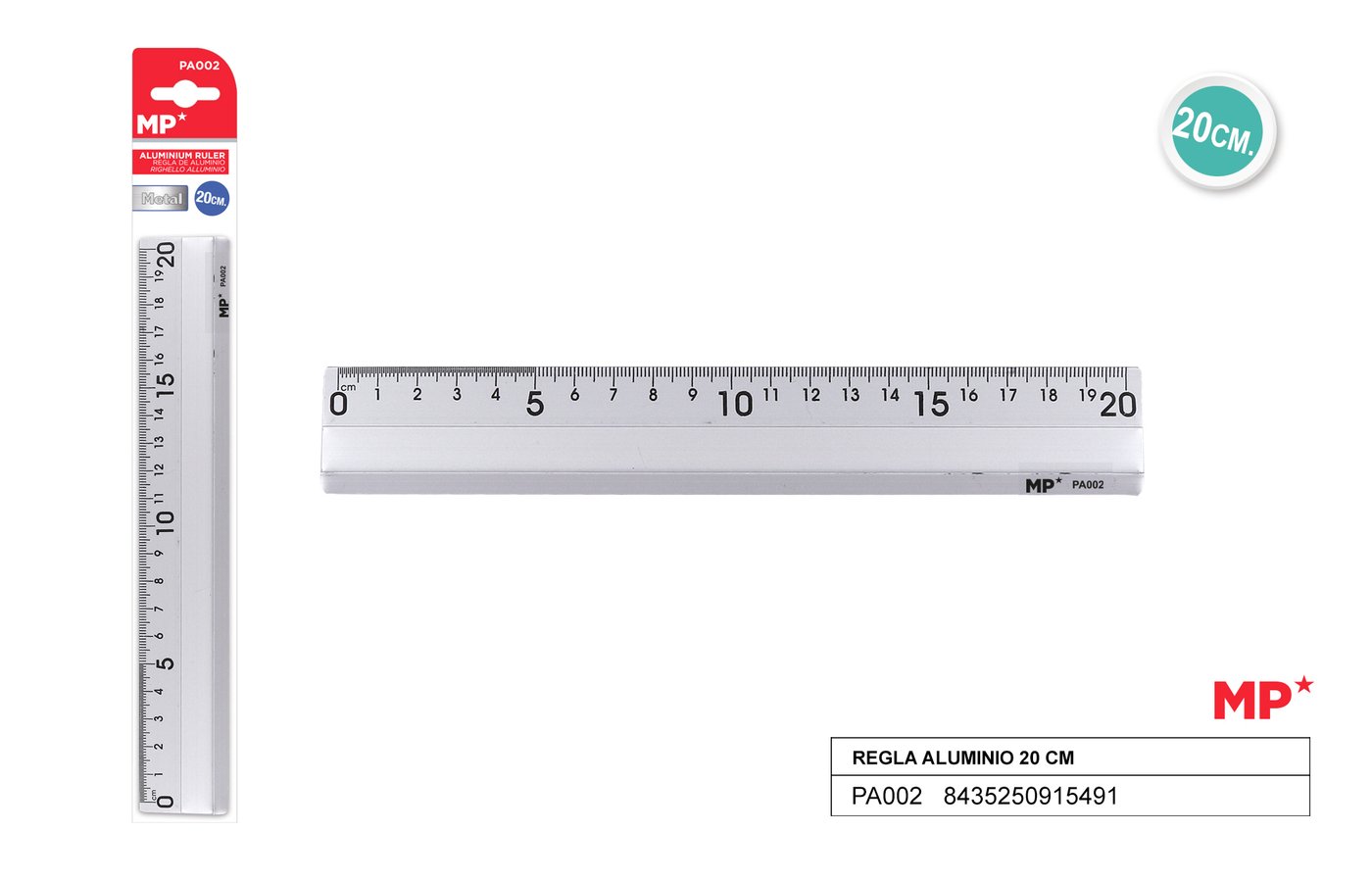 Linijka aluminiowa 20CM MP