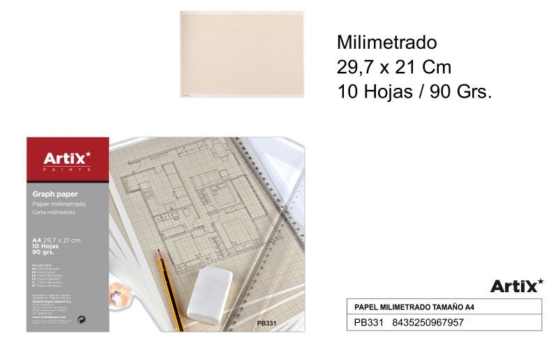 Papier milimetrowy A4 10 kartek ARTIX
