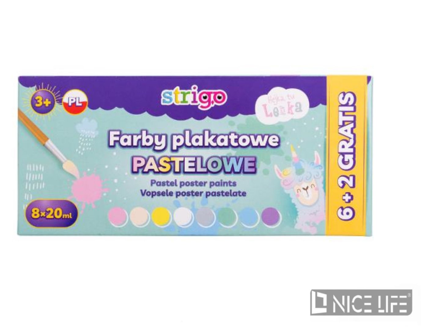 Farby plakatowe pastelowe 8kol. STRIGO