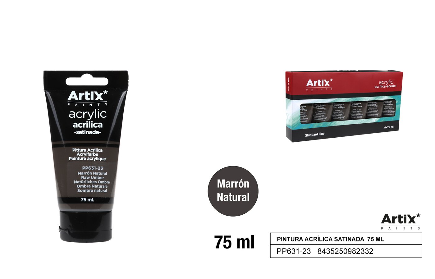 Farba akrylowa 75ml brąz naturalny