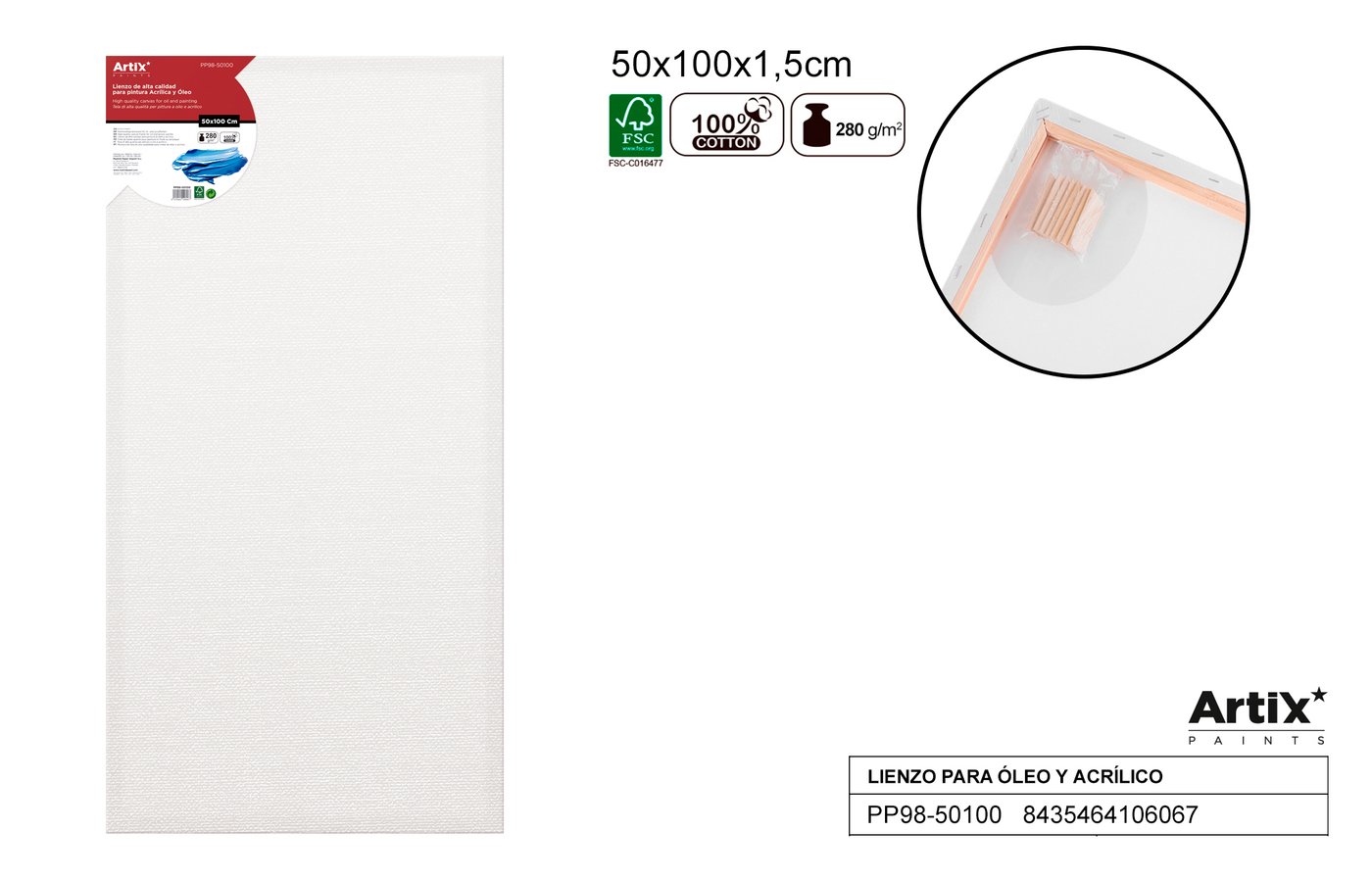 Podobrazie 50X100X1.5 CM 380G/m2