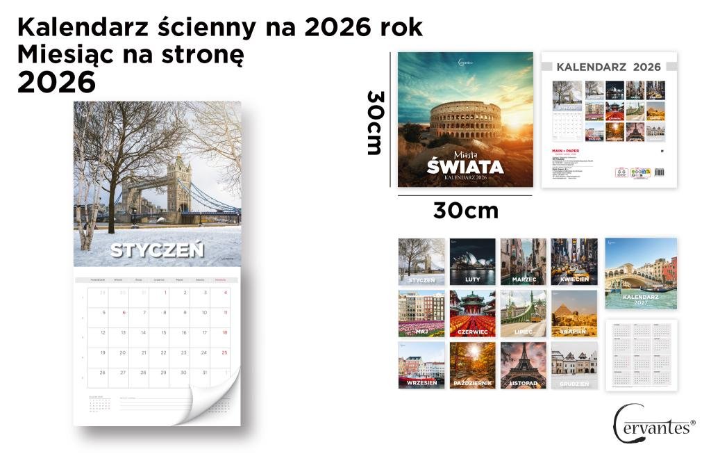 Kalendarz ścienny 2026 Krajobraz 30 x 30 cm
