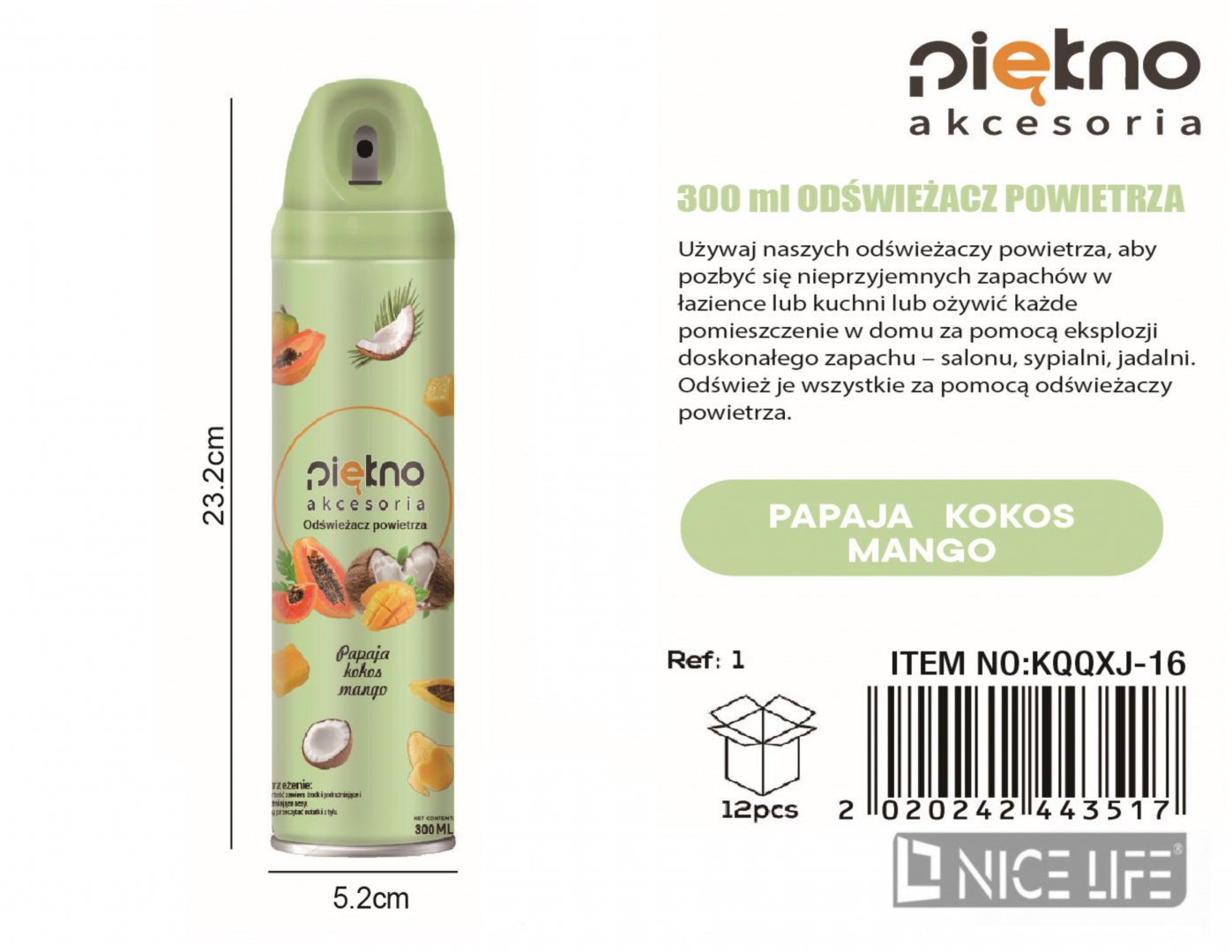 300ml Odświeżacz powietrza -Papaja kokos mango