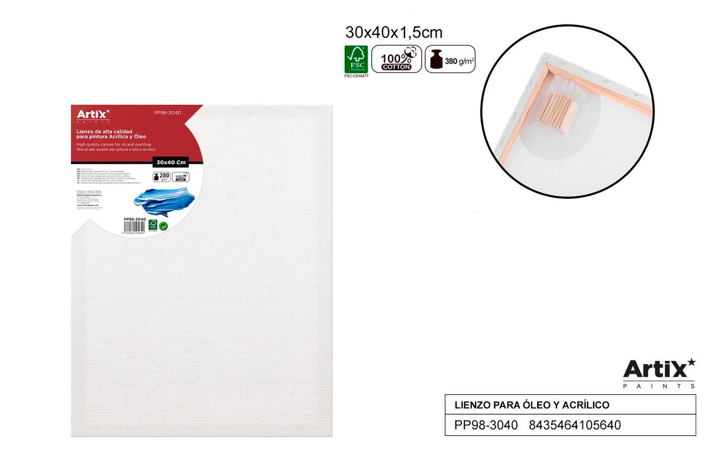 Podobrazie 30X40X1.5 CM 280G/m2
