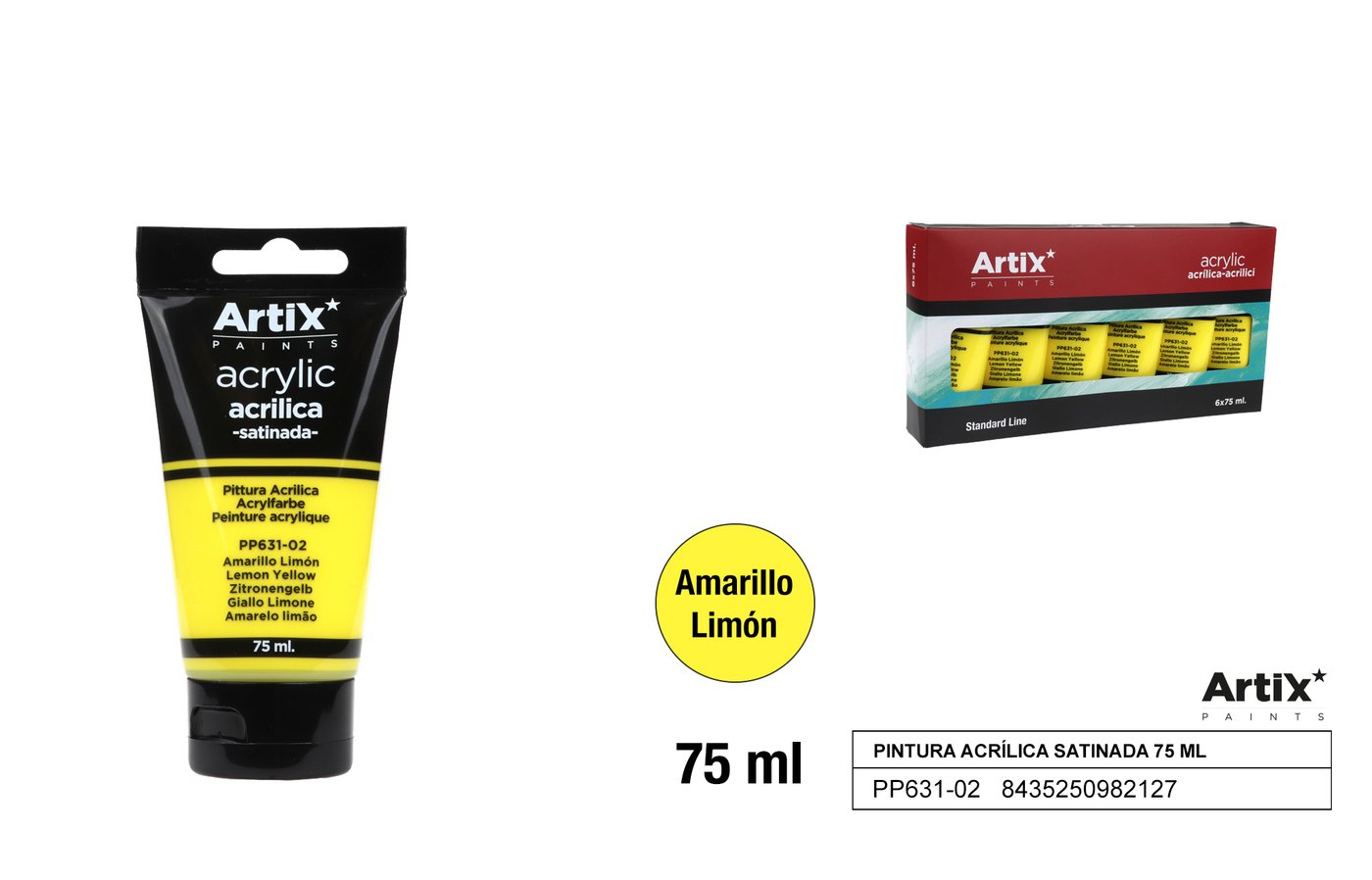 Farba akrylowa 75ml cytrynowo-żółta