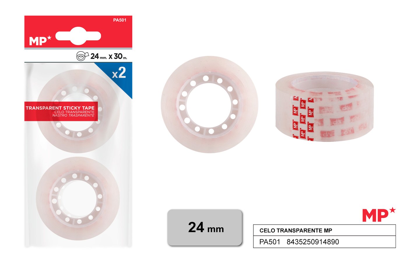 Taśma klejąca 24MM Poszerzona 2szt./opakowanie MP