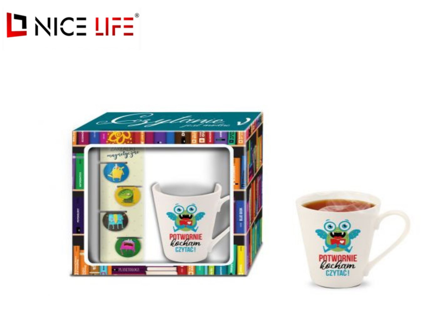 Kubek NBC Skos 300ml plus zakładka - Potwornie kocham czytać