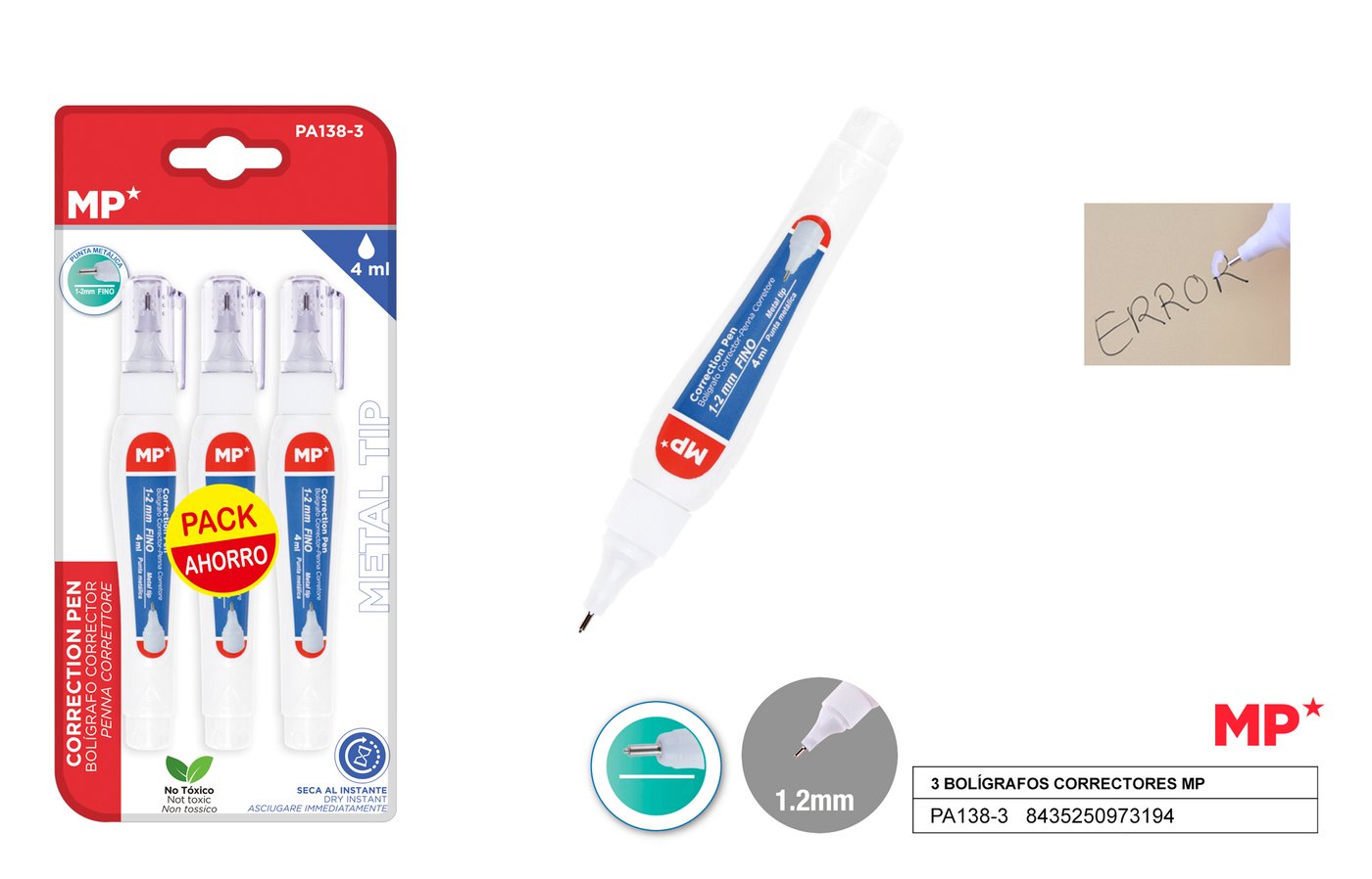 korektor w długopisie 1.2MM 3sztopakowanie MP