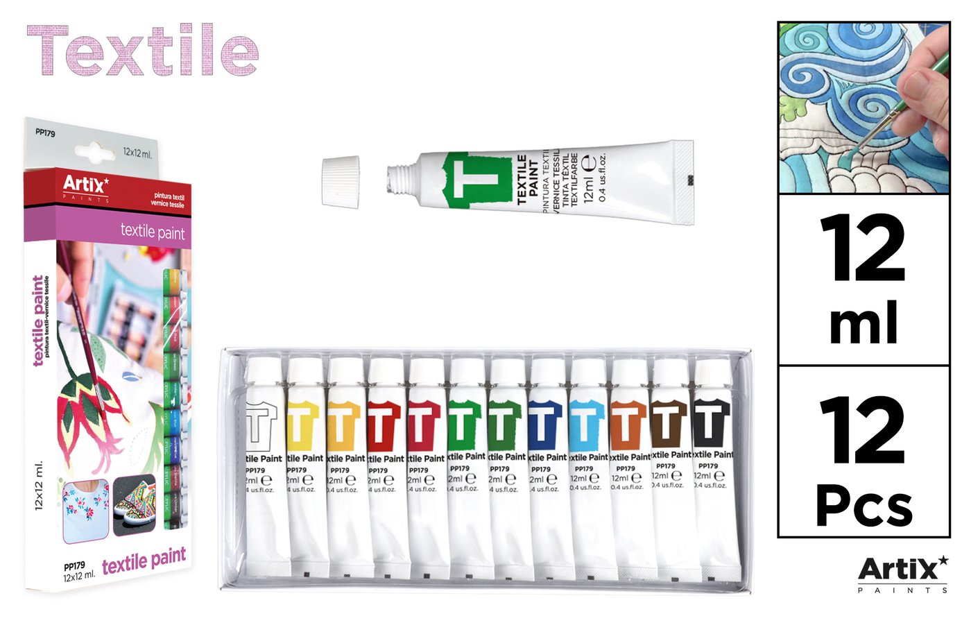 12 kolorów 12 ml zestaw pigmentów tekstylnych