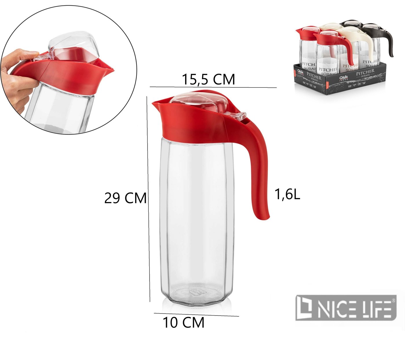 DZBANEK SZKLANY AMFORA 1,6L C-00236
