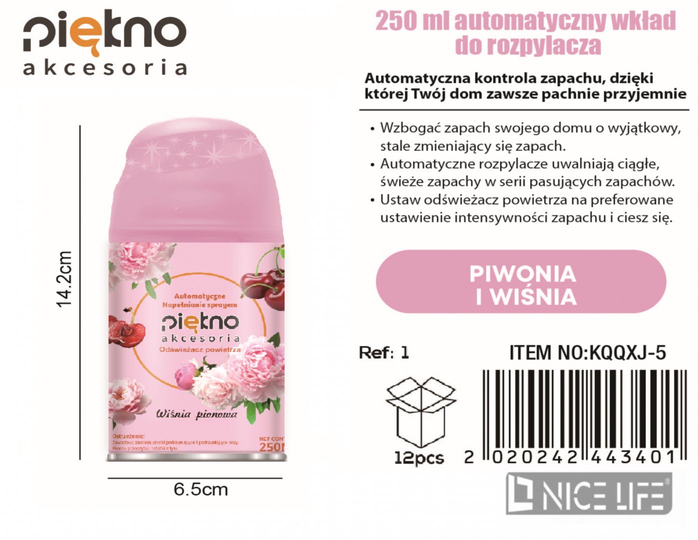 250ml automatyczny wklad do rozpylacza-Piwonia i wisnia