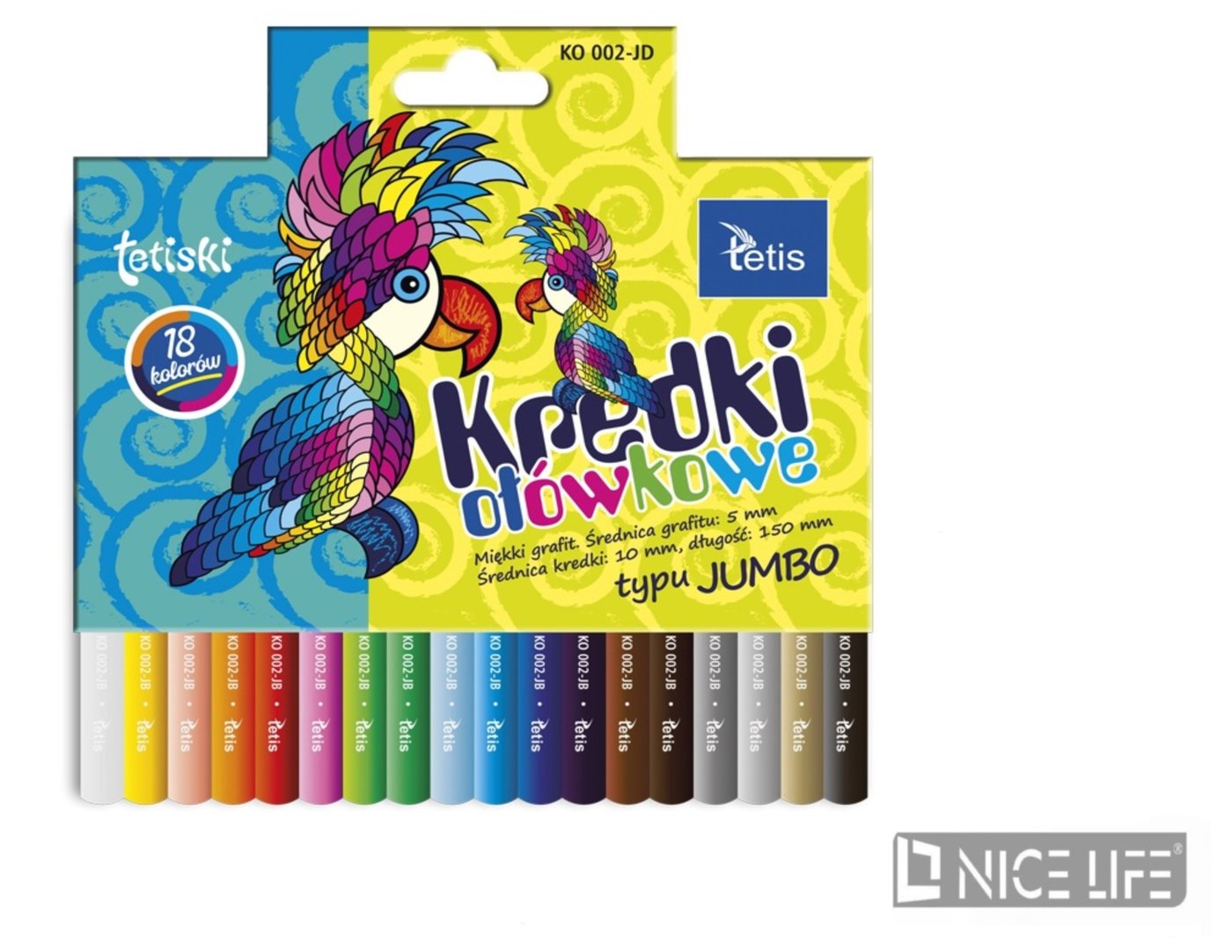 Kredki TETISKI okrągłe jumbo 18kol.