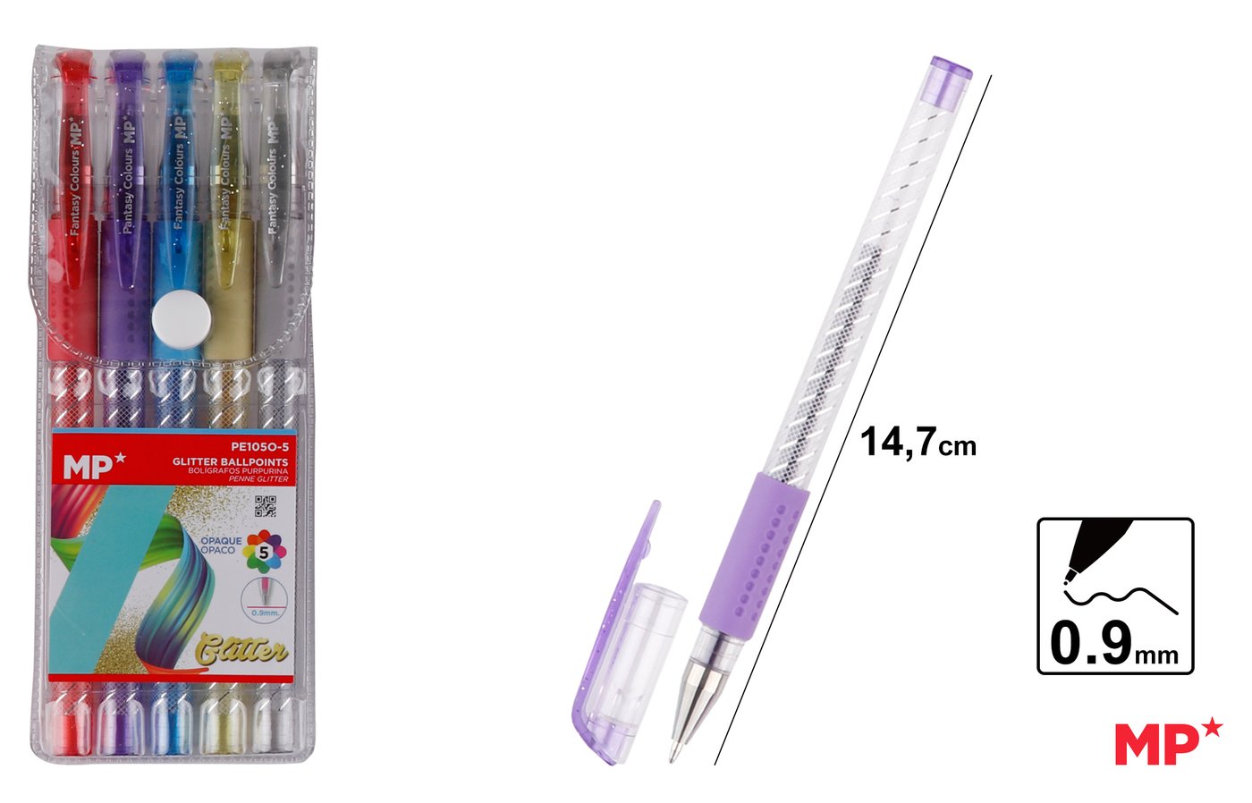 Długopis brokatowy 10 kolorów 0.7mm MP
