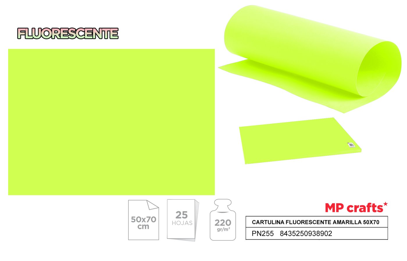 Papier techniczny fluorescencyjny żółty 50*70