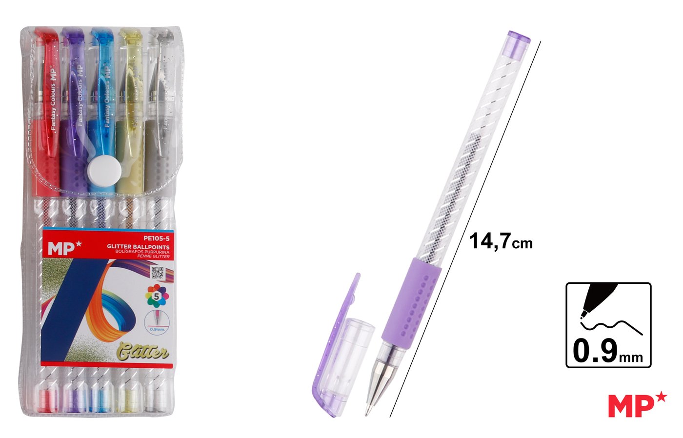 Długopis brokatowy 10 kolorów 0.7mm MP