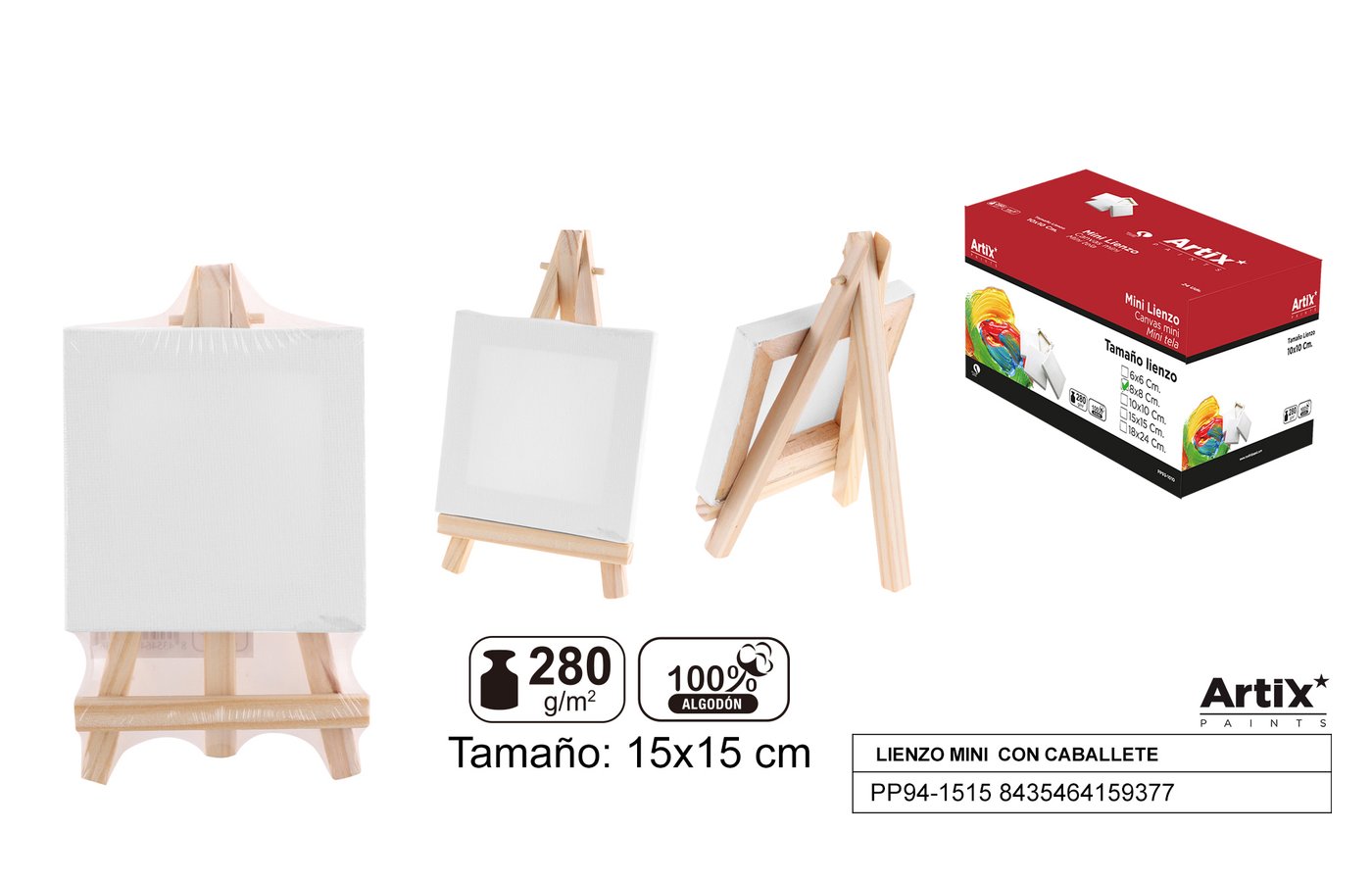 Podobrazie MINI + sztaluga 15X15CM 280G/m2 ARTIX