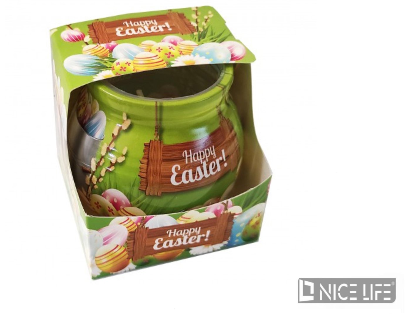 Świeca słoiczek Happy Easter Zielona