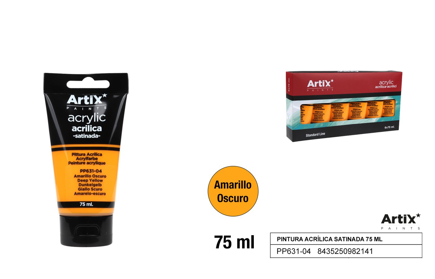 Farba akrylowa 75ml ciemnożółta